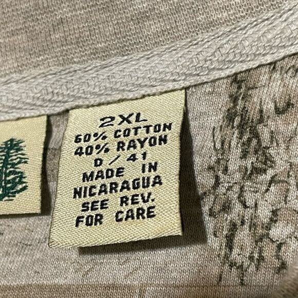 Fieldmaster Mens Short Sleeve Henley Fish Pattern Shirt Beige 2XL 5 FOR $25 💵 - Picture 6 of 7